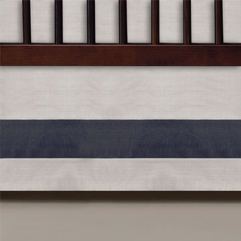 Oilo Band Crib Skirt – Linen and Charcoal