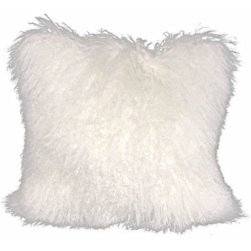 Bright White Tibetan Lamb Pillow With Insert 20″ Square