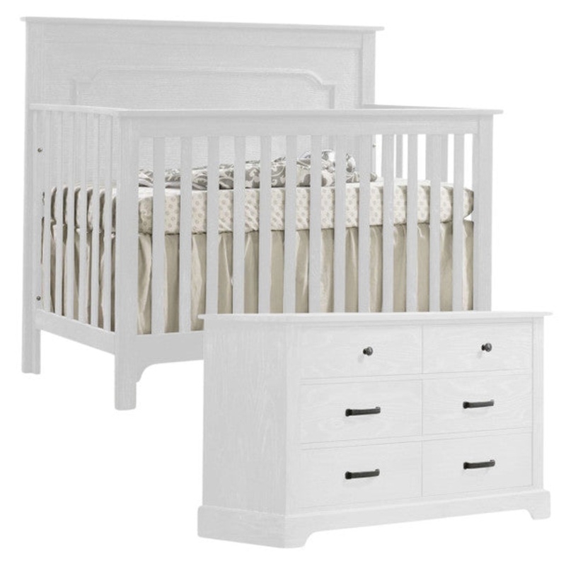 Natart Nest  Emerson Crib and Double Dresser Set Grigio