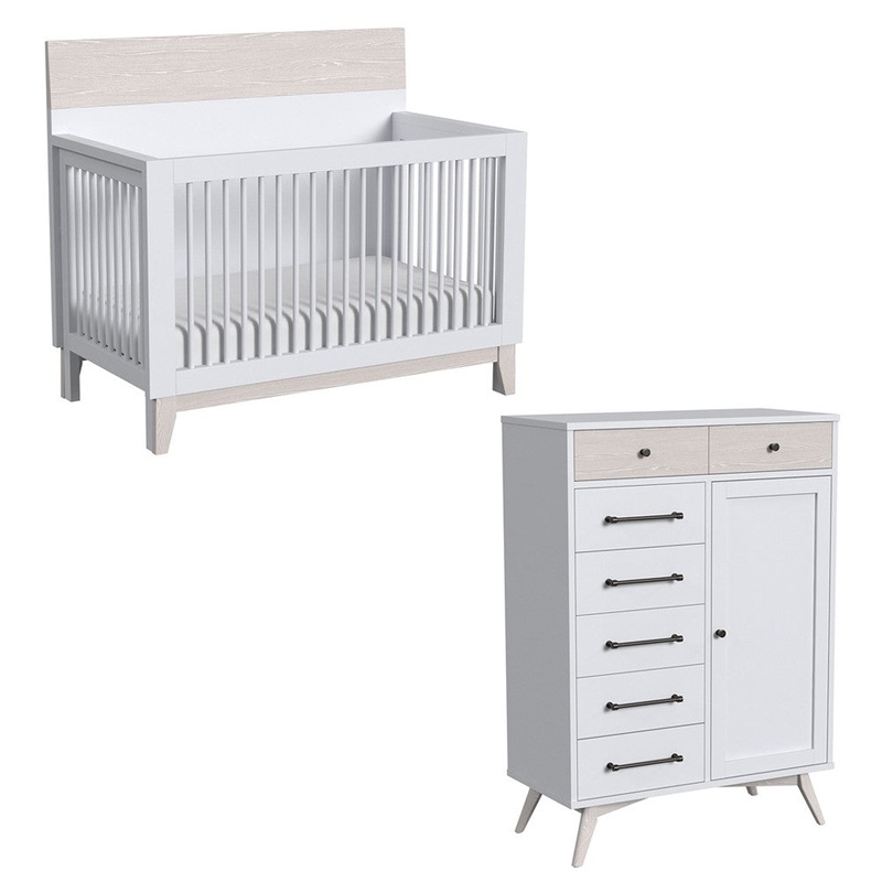 Westwood Rowan 2 Piece Nursery Set in Ash Linen – Convertible Crib & Chifferobe
