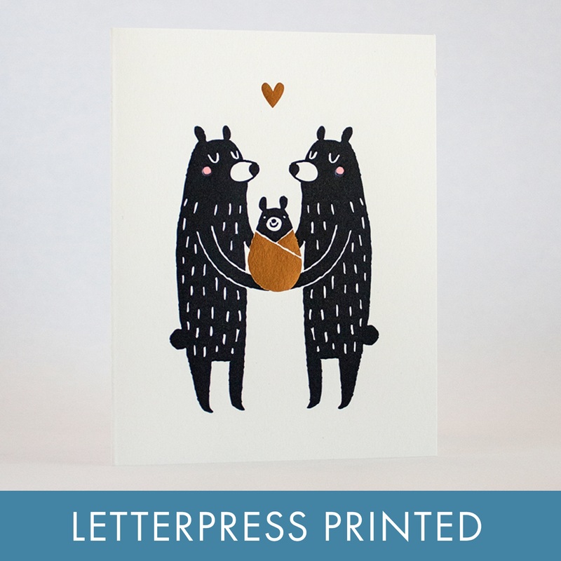New Baby Bear Letterpress Greeting Card by Fugu Fugu paper tab