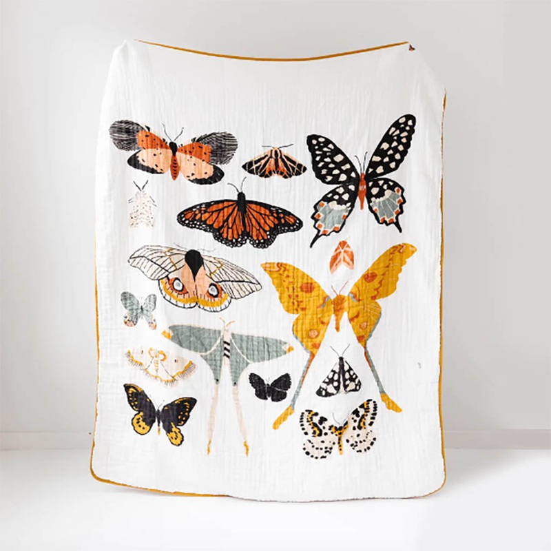 Large Reversible Throw Blanket Butterfly