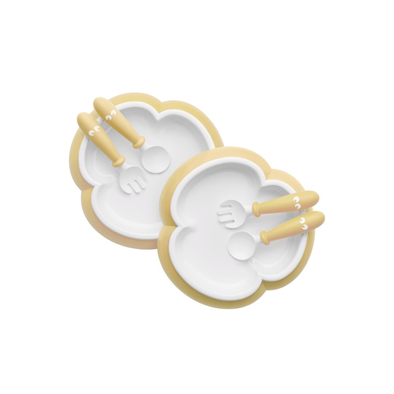 BabyBjorn Baby Plate, Spoon and Fork, 2 sets Powder Yellow