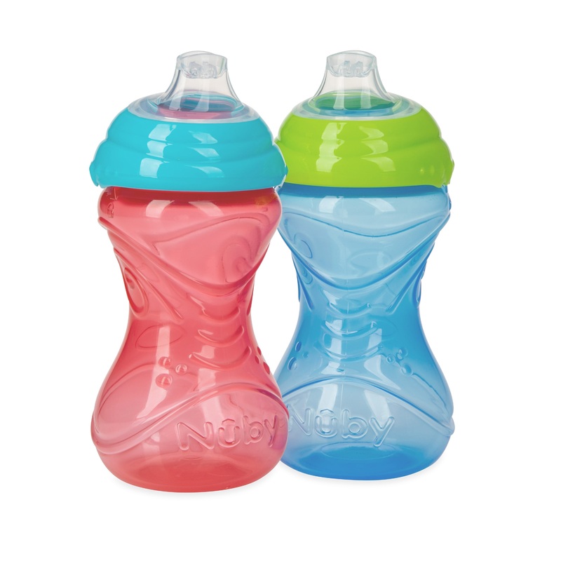 Clik-It Soft Spout Easy Grip Sippy Cup (2 Pack) Soft Red & Pale Blue