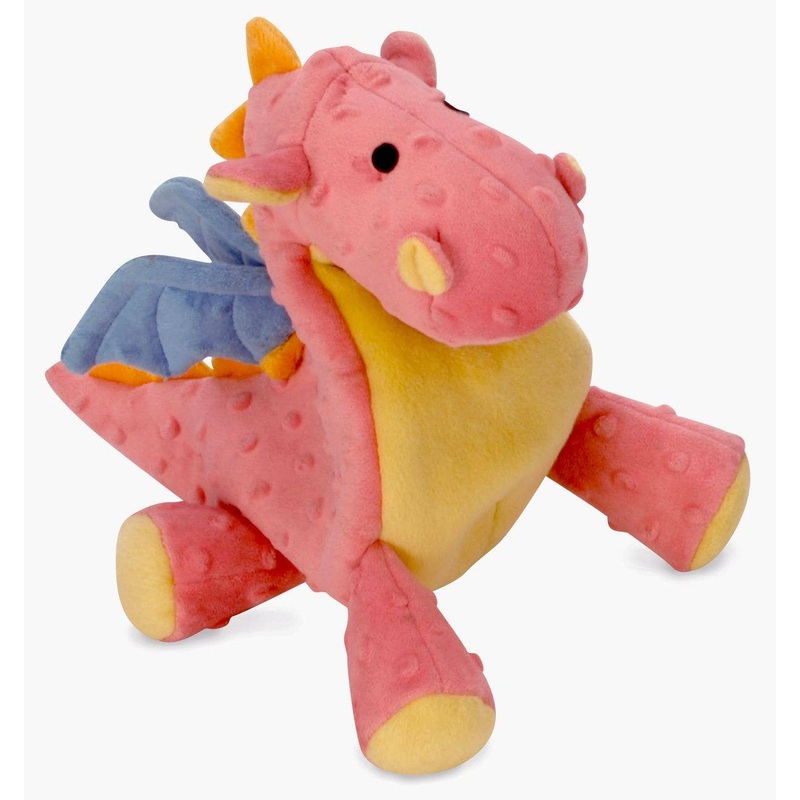GoDog Dragon w/Chew Guard Coral Plush Dog Toy Large