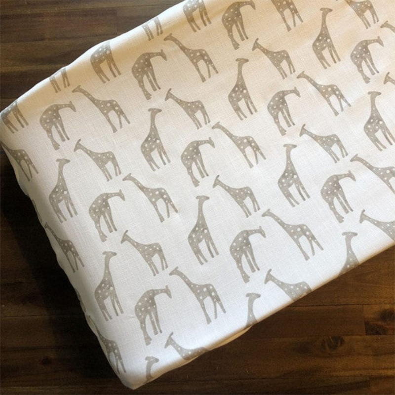 Liz and Roo Giraffe (Taupe) Contoured Changing Pad Cover