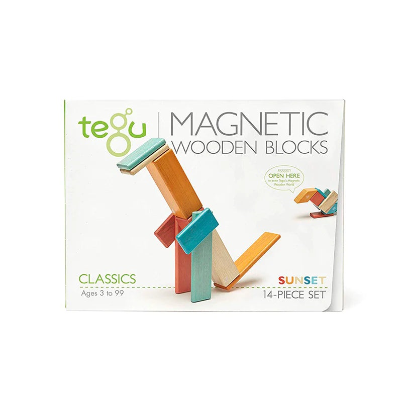 Tegu 14 piece Magnetic Wooden Blocks Sunset