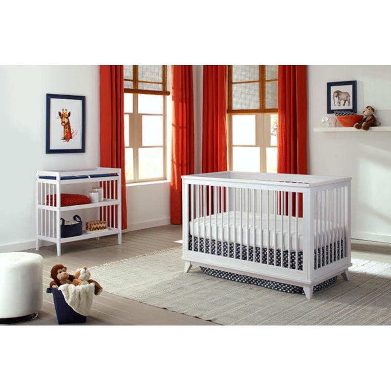Westwood Echo Collection 2 Piece Nursery Set in White- Crib and Changing Table