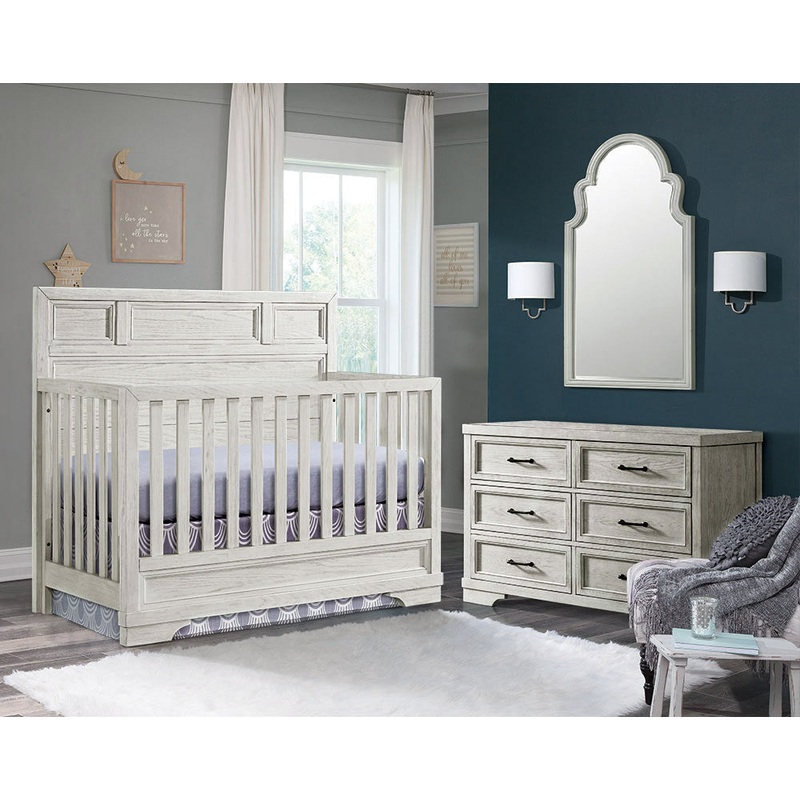 Westwood Foundry 2 Piece Nursery Set – Crib and 6 Drawer in White Dove