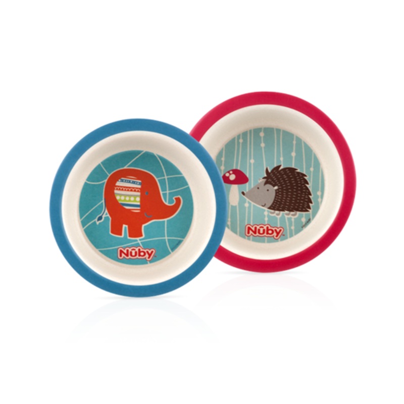 Bamboo and Cornstarch Feeding Bowl (2 Pack) Blue & Red