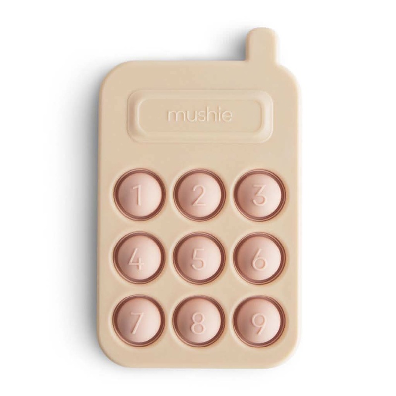 Mushie Phone Press Toy Cambridge Blue
