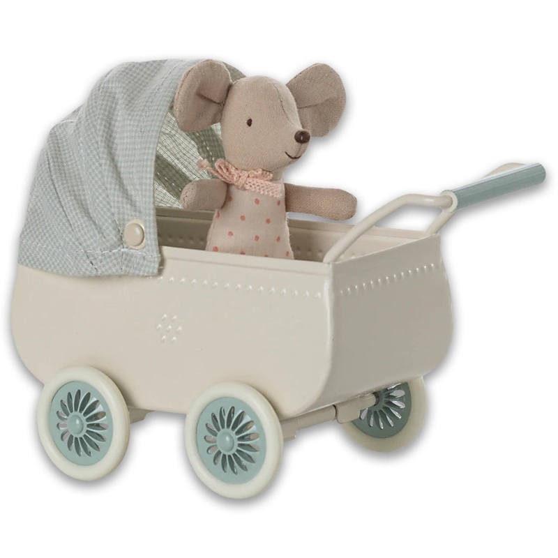 Pram with Baby Mouse | Mint
