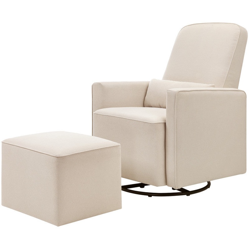 DaVinci Olive Glider & Ottoman Cream with Cream Piping