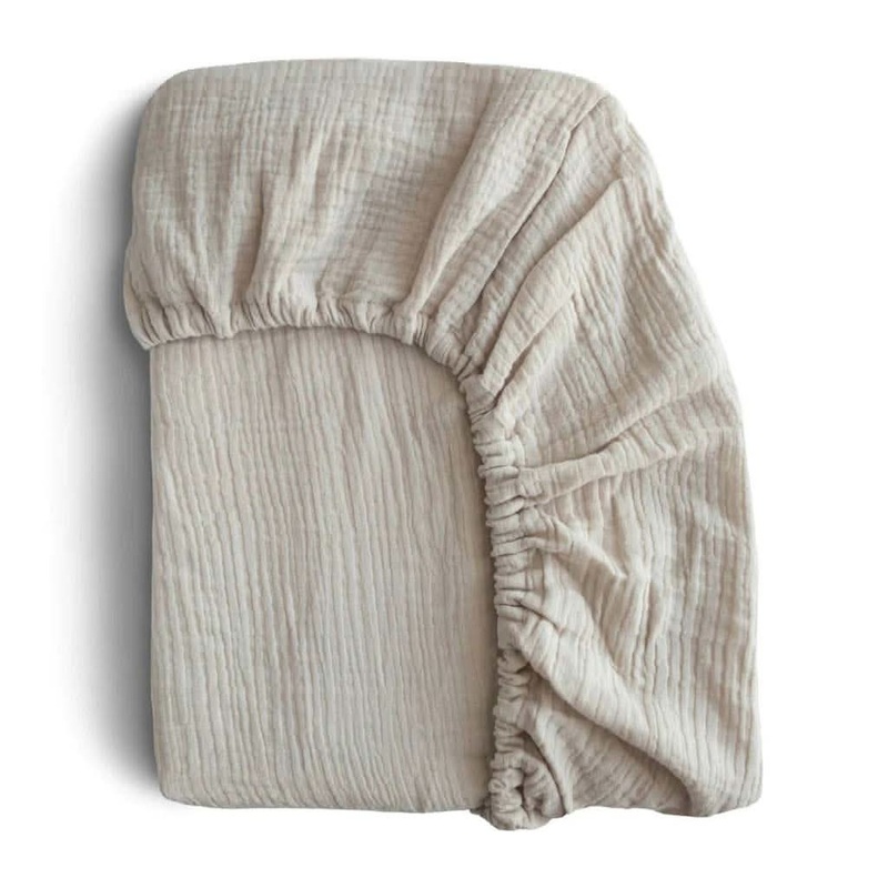 Mushie Extra Soft Muslin Crib Fitted Sheet Roman Green