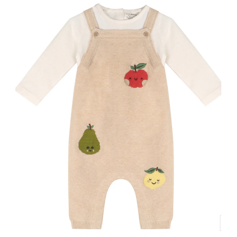 Happy Fruits Embroidered Baby Overall Set (Organic Cotton) 3-6M
