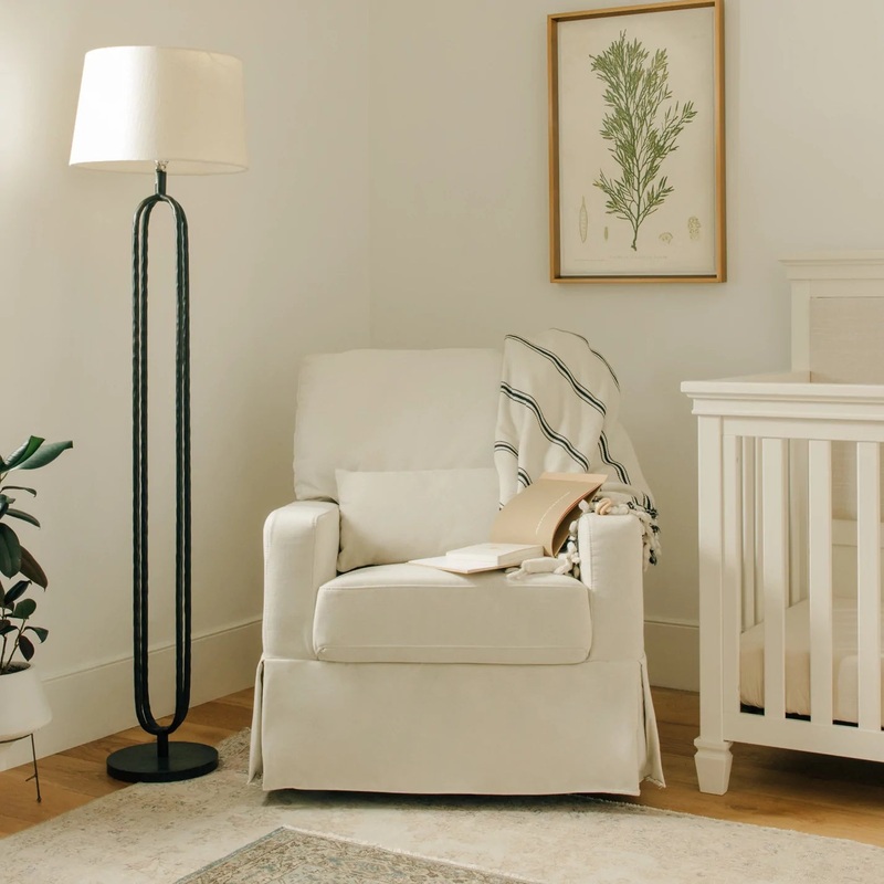 Namesake Crawford Pillowback Comfort Swivel Glider Performance Cream Eco-Weave