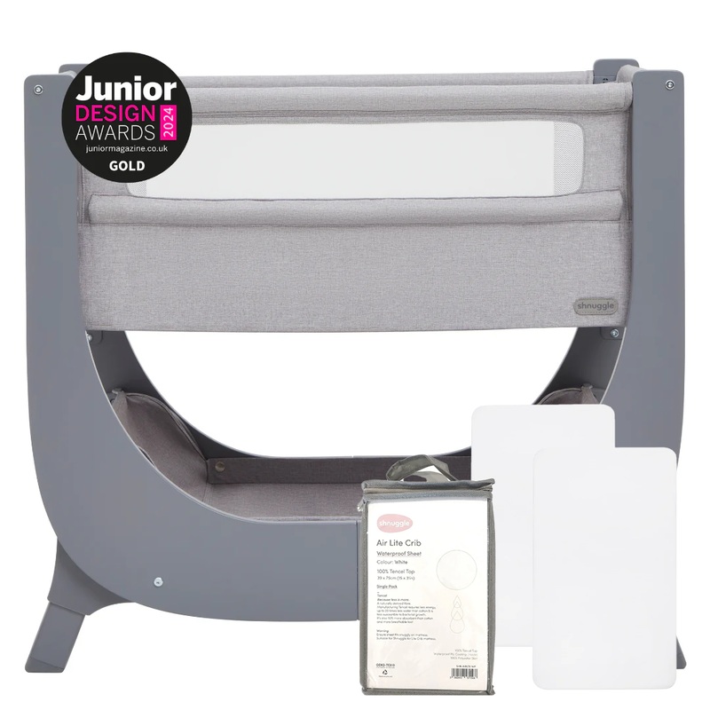 Shnuggle Air Lite Bedside Crib Dove Grey