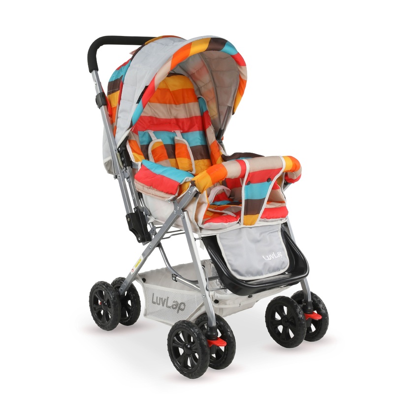Sunshine Baby Stroller / Pram for 0 to 3 Years, New Born/Toddler/Kid,5 Point Safety Harness, Adjustable backrest, 360 Swivel Wheel,storage basket, Reversible Handlebar (Stripes,Multicolor)