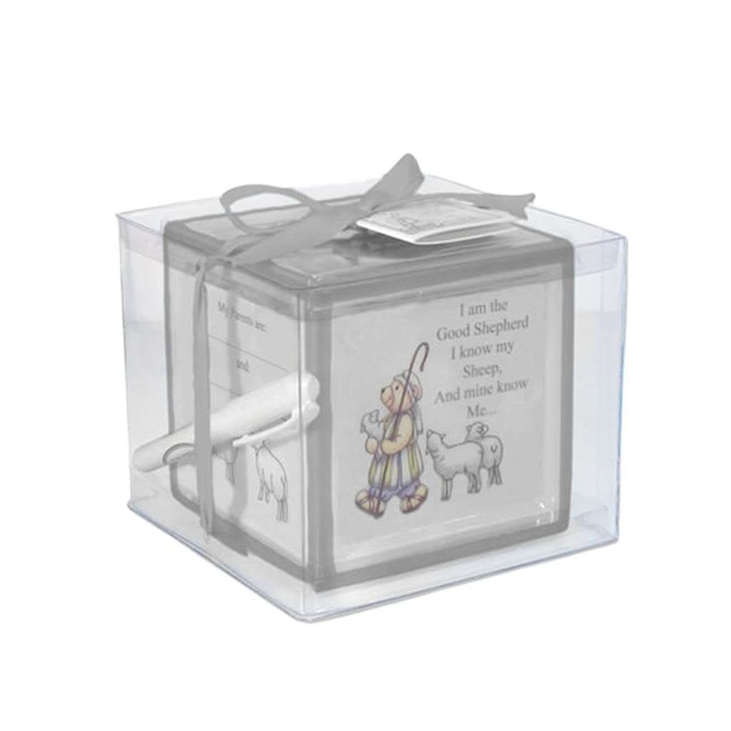 Child To Cherish Christening Block Grey