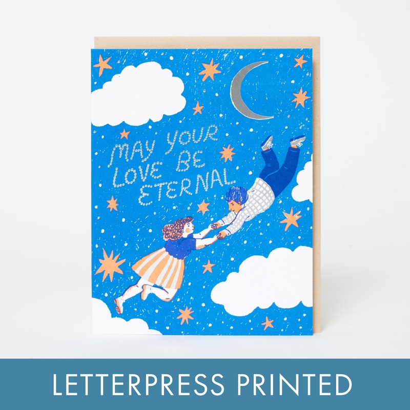 Congrats Eternal Love Letterpress Greeting Card by Phoebe Wahl paper tab