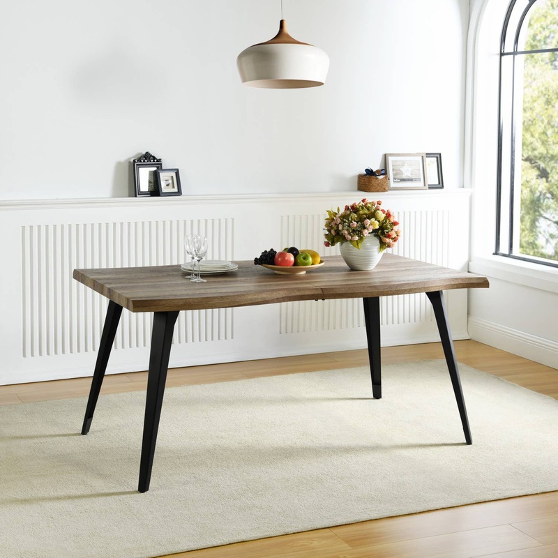 63in Natural Rustic Wood Live Edge Dining Table for 6 people: Rustic Oak