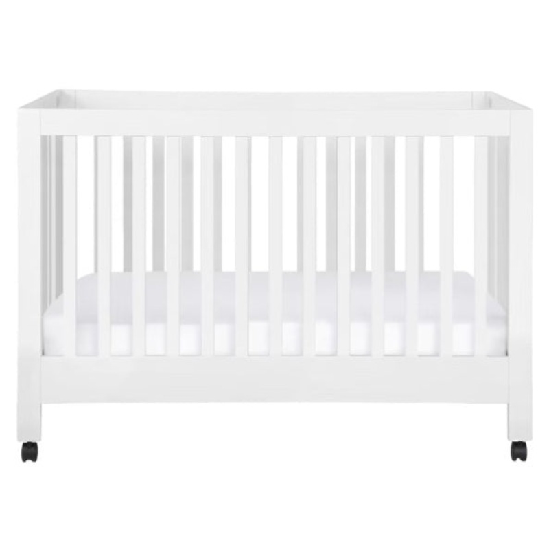Babyletto Maki Full-Size Portable Folding Crib with Toddler Bed Conversion Kit White