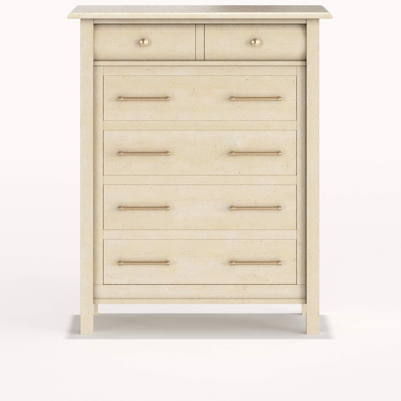 Milk Street Baby Sage 6-Drawer Tall Chest Oatmilk Champagne Bronze