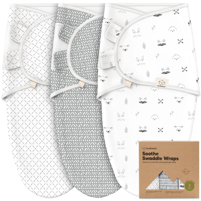 3pk Soothe Baby Swaddles 0-3 Months, Sleep Sack for Newborns OS 0-3M Nordic