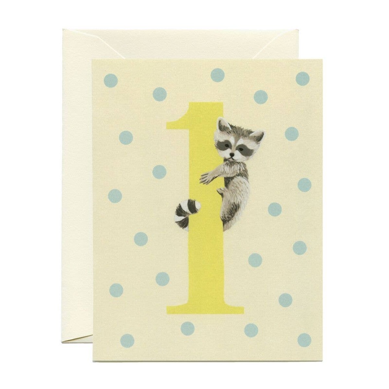 Baby Raccoon 1st Birthday Card