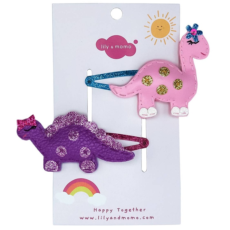 Little Dino Hair Clips – Purple and Pink
