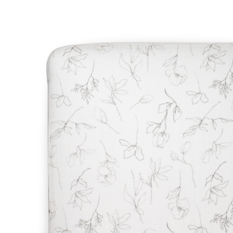 Organic Cotton Muslin Crib Sheet – Pencil Floral Pencil Floral
