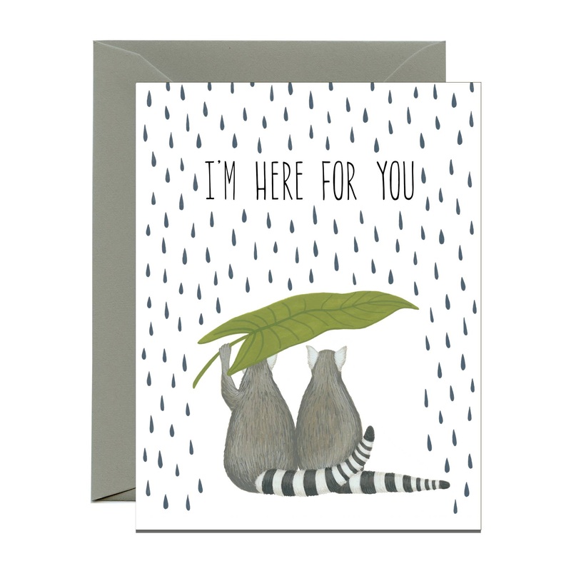 Lemurs in the Rain Friendship Sympathy Card
