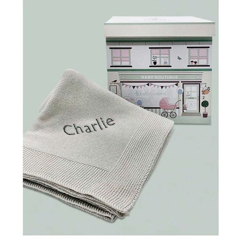 Babyblooms Personalized Knitted Baby Blanket Grey