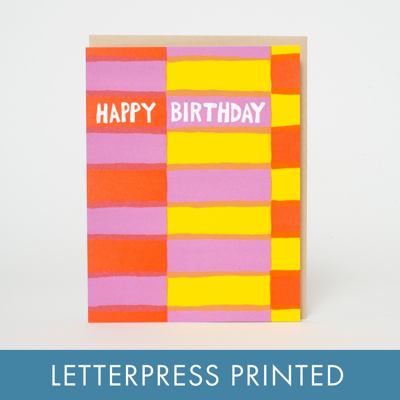 Birthday Fruit Stripe Letterpress Greeting Card by Egg Press paper tab