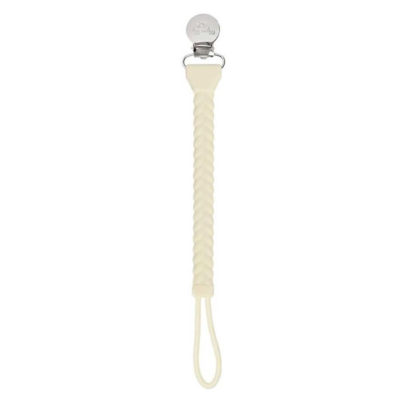 Itzy Ritzy Sweetie Strap Silicone One-Piece Pacifier Clip Buttercream Braid