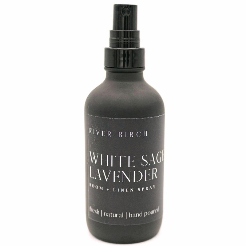 White Sage Lavender – 4 oz Black Glass Room + Linen Spray