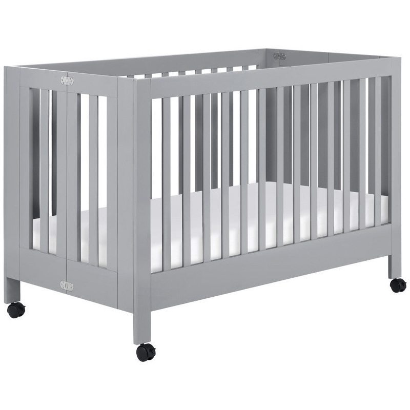 Babyletto Maki Full-Size Folding Crib with Toddler Bed Conversion Kit Grey