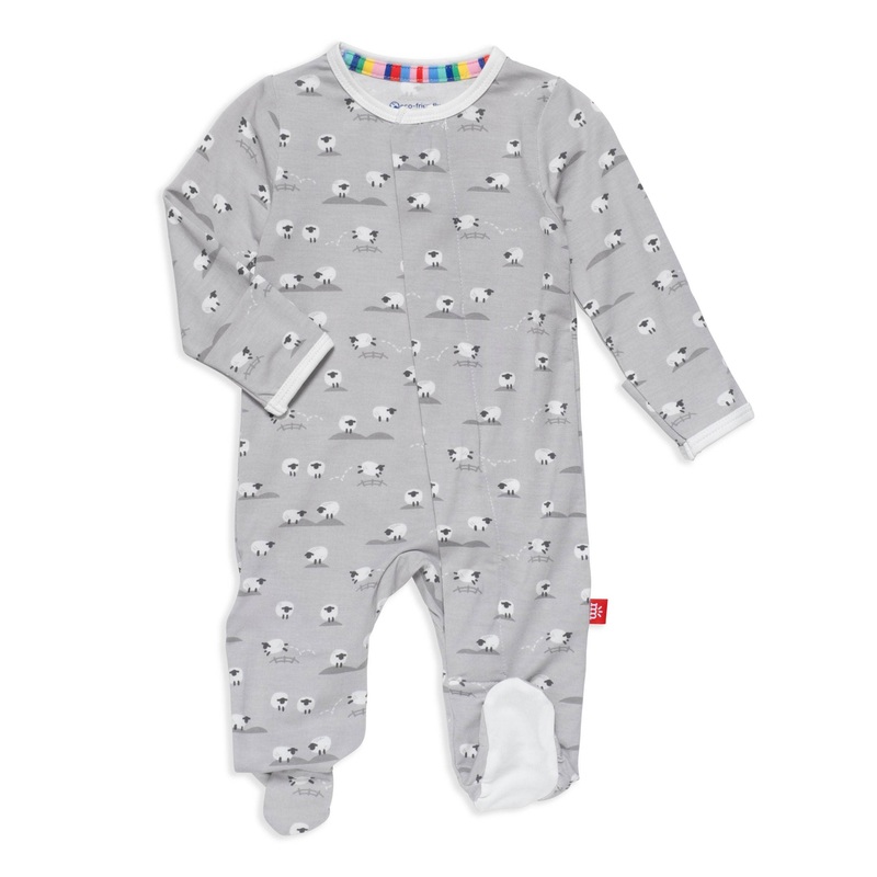 BAA BAA BABY GRAY MODAL MAGNETIC FOOTIE: 020 / 0-3M