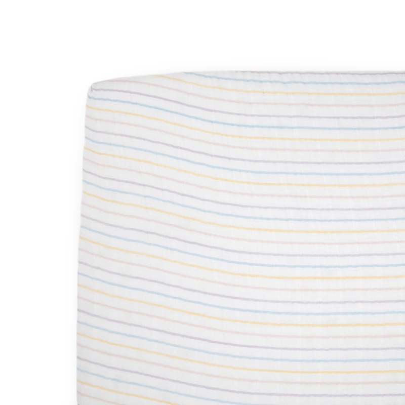 Cotton Muslin Crib Sheet – Unicorn Stripe Unicorn Stripe