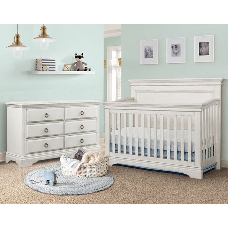 Westwood Riley Collection 2 Piece Nursery Set Crib and Double Dresser in Brushed White